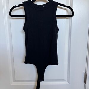 Black Ribbed Knit Bodysuit